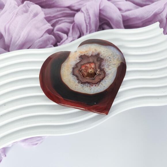 Druzy Carnelian Heart Crystal Carving Strength Crystals - Picture 2 of 7